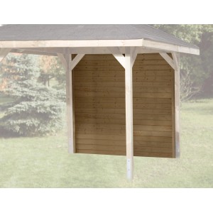 WEKA Wandelement für Gartenlaube Paradies, geschlossen und naturbelassen.