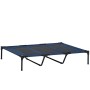 Blaues PawHut Hundebett Outdoor, erhöhte Liegefläche mit schwarzem Netzstoff.