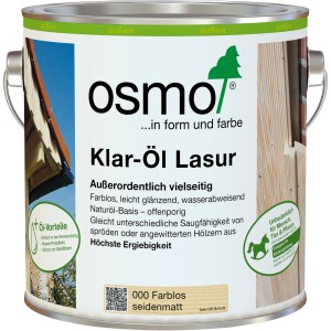 Osmo Klar-Öl-Lasur 2,5 l Dose für Holz im Außenbereich. Holzlasur für Grundierung und Ausgleich der Saugfähigkeit.