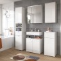 Modernes Badezimmer-Set mit Solero Hängeschrank in Weiß Hochglanz und weiteren Badmöbeln.