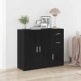 vidaXL Sideboard in Schwarz Eiche Optik, Kommode mit Türen und Schubladen, 91x75 cm.