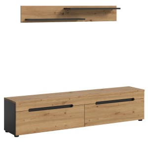 Inn.Furn TV-Lowboard und Wandboard in Eiche und Grau 170 cm Cooper