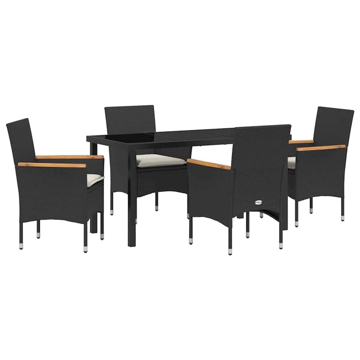 vidaXL Garten Essgruppe mit Kissen 5-Tlg Schwarz Poly Rattan 3379844 günstig online kaufen