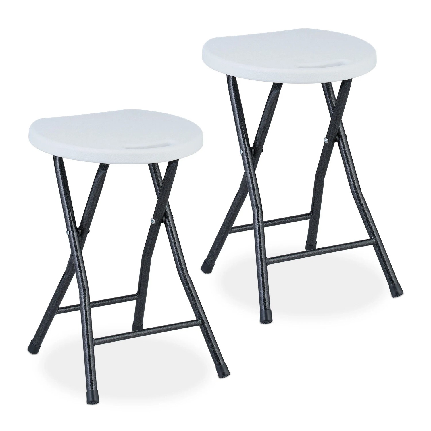 Relaxdays Klapphocker 2er Set Kunststoff Stahl Weiß Klappbar 46 cm x 31 cm x 30 cm 1,9 kg
