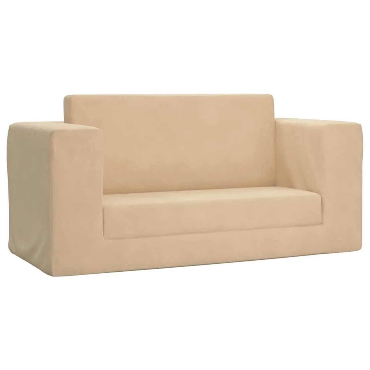 vidaXL Kinder-Schlafsofa 2-Sitzer Creme Weicher Plüsch 357037