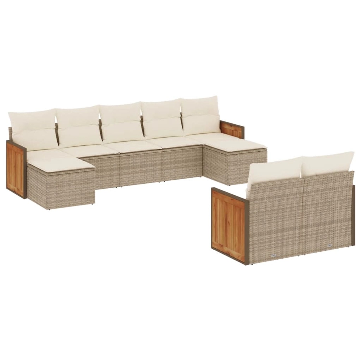 vidaXL 9-Tlg Garten-Sofagarnitur mit Kissen Beige Poly Rattan 3228081 günstig online kaufen