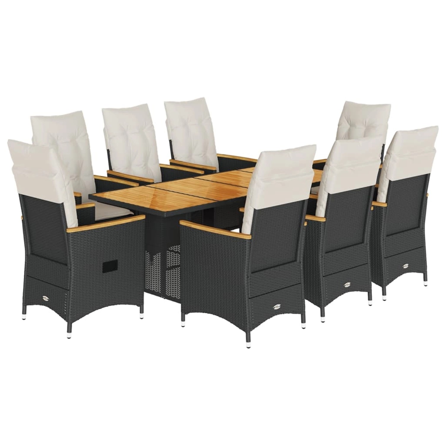 vidaXL 9-Tlg Garten-Essgruppe mit Kissen Schwarz Poly Rattan 3276841 günstig online kaufen