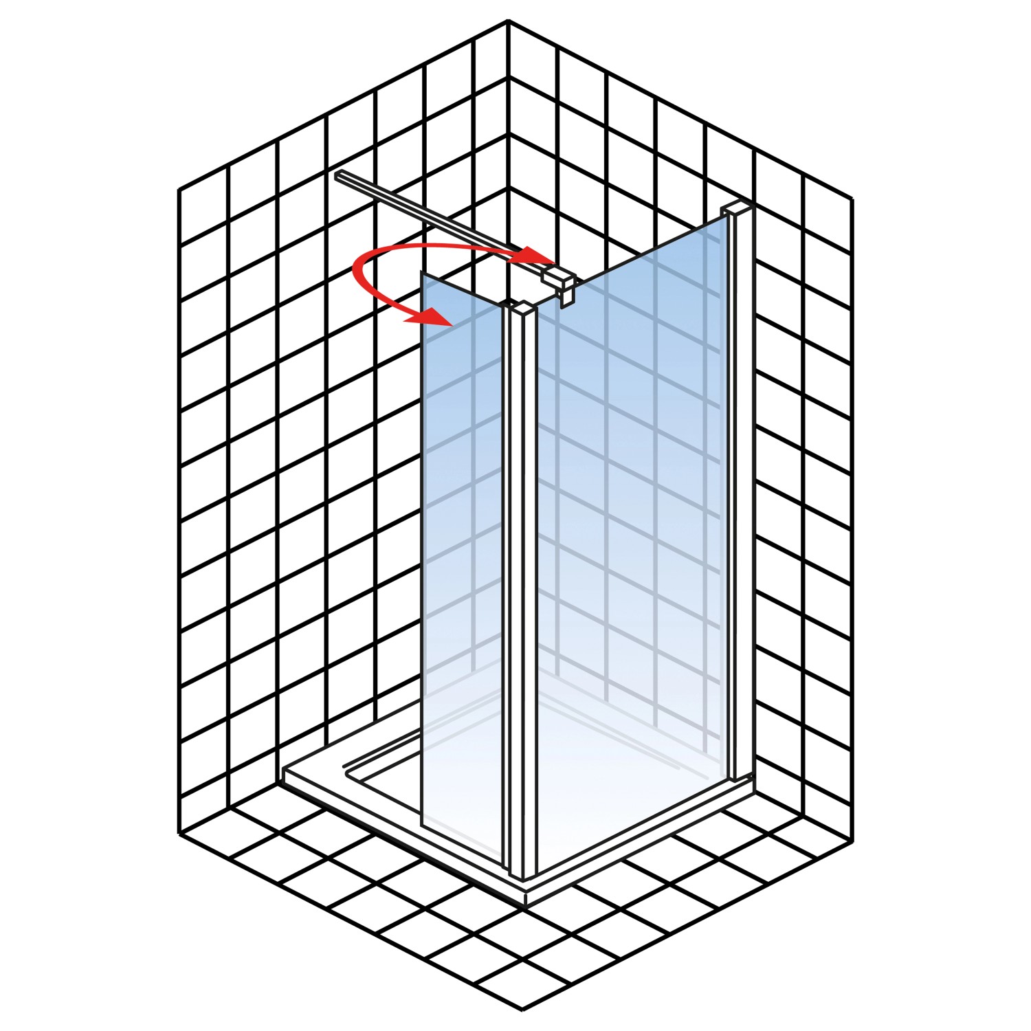 Schulte AlexaStyle Walk In Duschwand mit beweglichem Element, 80x30x190 cm.