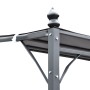 Detailaufnahme: Graue Outsunny Pergola Gazebo mit Metallrahmen und Polyesterdach.
