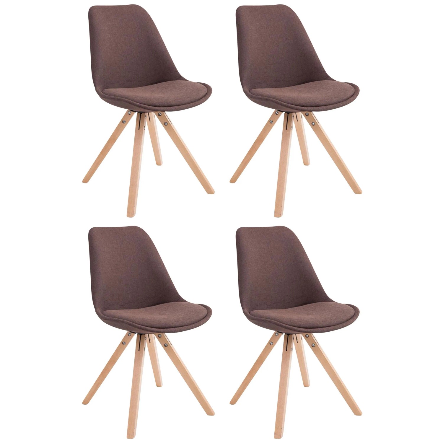 DELUKE 4er Set Besucherstuhl SYDNEY Stoff Braun 48x56x84cm Konferenzstuhl Wartezimmerstuhl Bürostuhl