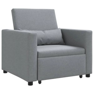 Helles, graues vidaXL Einzel-Schlafsofa mit Rädern und Kissen, ideal als Loungesessel.