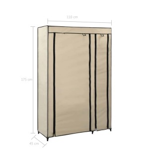 Cremefarbener vidaXL Faltschrank (2er-Set) aus Stoff, 110x45x175 cm, ideal zur Aufbewahrung von Kleidung.