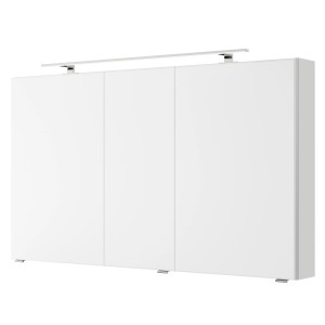 Pelipal Spiegelschrank Serie 4035, 120 cm, Weiß Glänzend mit Aufsatzleuchte.