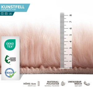Rosa Kunstfell Nelly, flauschiges Dekofell aus Polyester mit 6 cm Florhöhe.