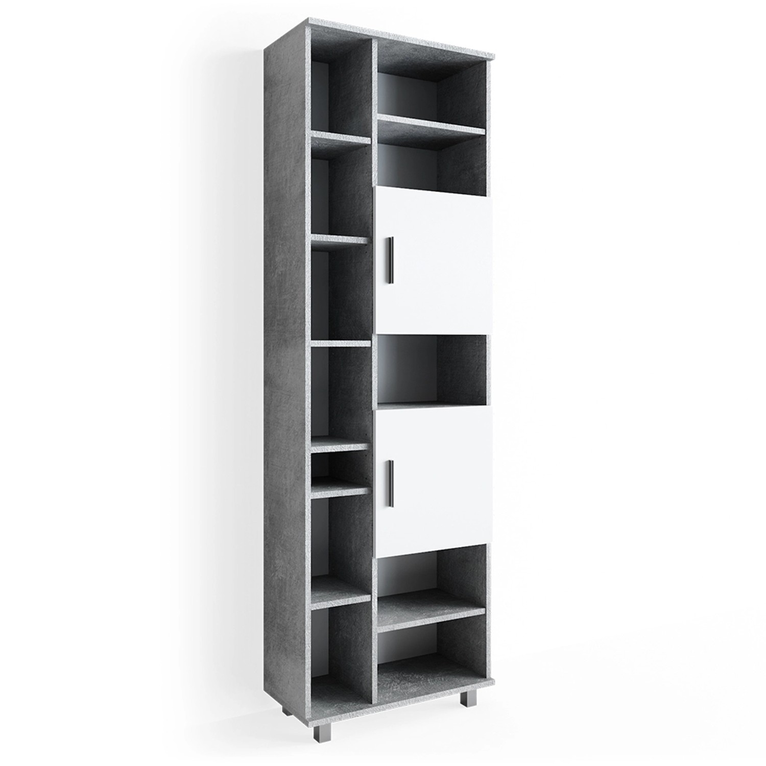 Vicco Badschrank Ilias Beton/Weiß 60 x 190 cm