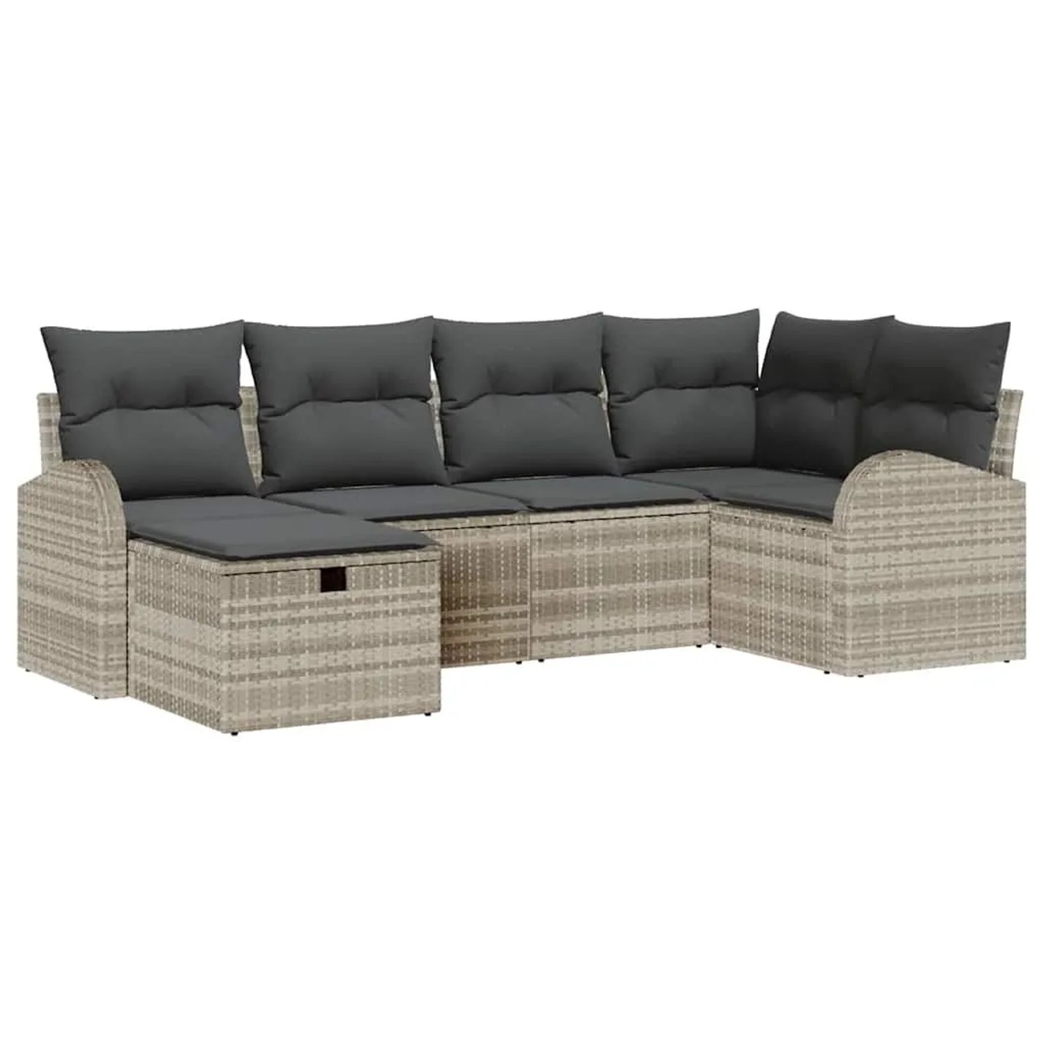 vidaXL Sofa Set mit Kissen mit Speicher 6-Tlg Hellgrau Poly-Rattan 3359081 günstig online kaufen