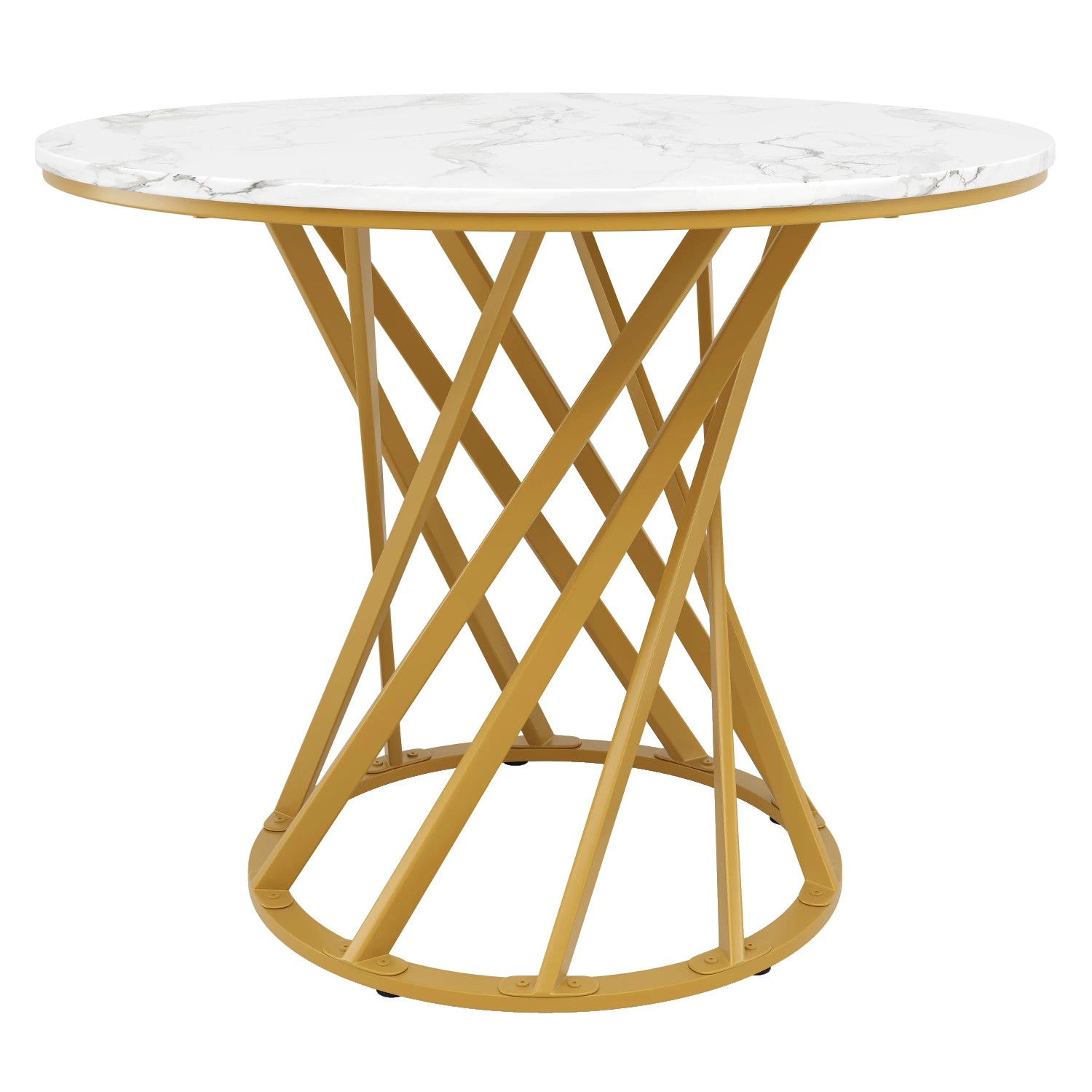 okwish Esstisch Rund Küchentisch für Esszimmer und Wohnzimmer 80 × 80 cm Gold/Weiß