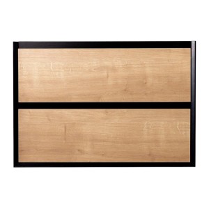 Vente-unique Waschbeckenunterschrank Lannick, 80 cm, hängend. Fronten in heller Holzoptik, schwarzer Rahmen. Industrial Stil.