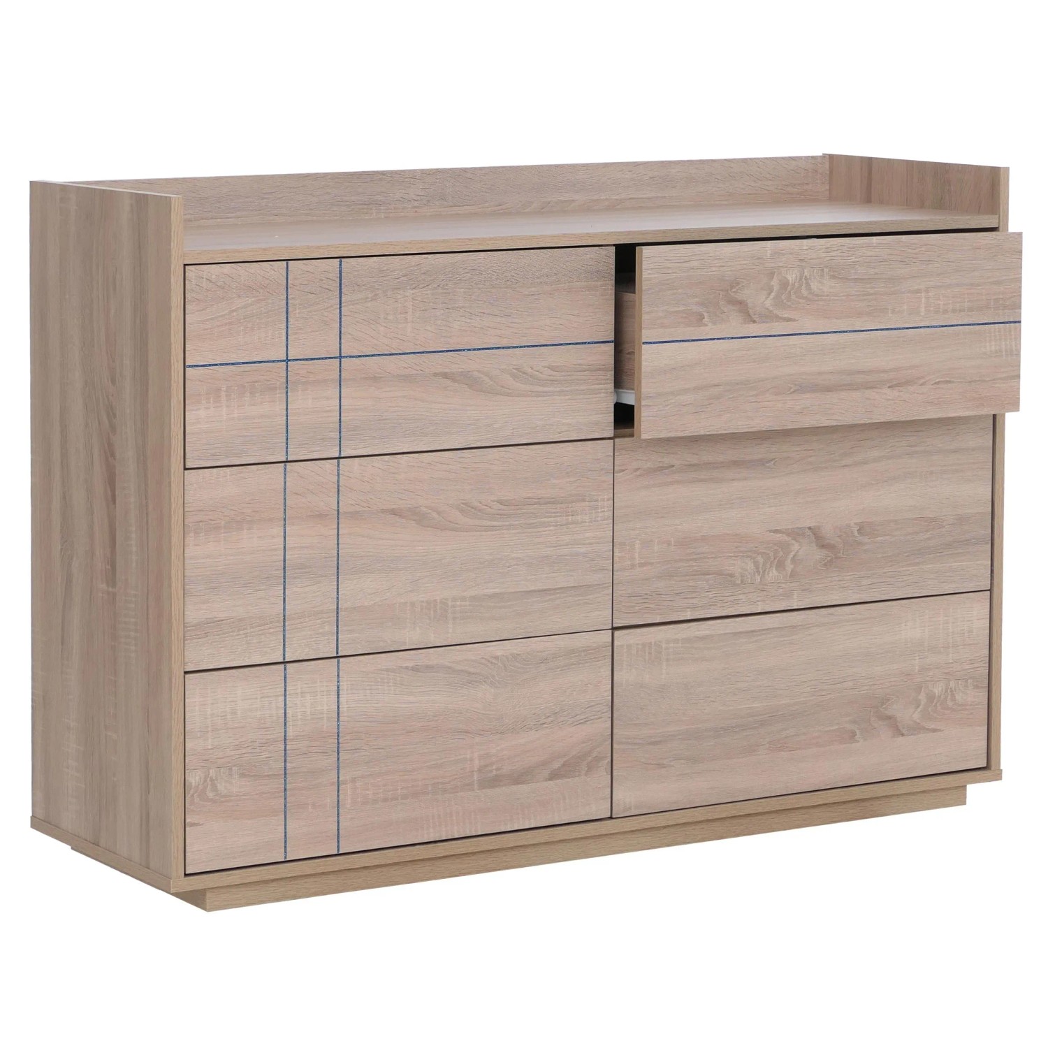 MCW Kommode P44 6 Schubladen Push-to-open MDF 83x120x40cm Sonoma-Eiche-Optik