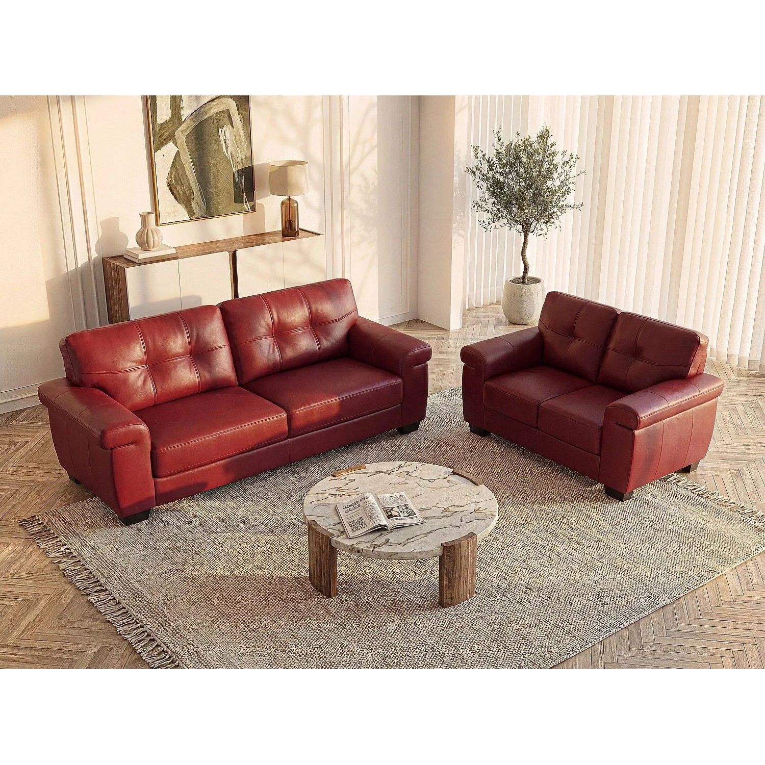 Vente-unique Couchgarnitur Hazel Rot 161 cm  207 cm