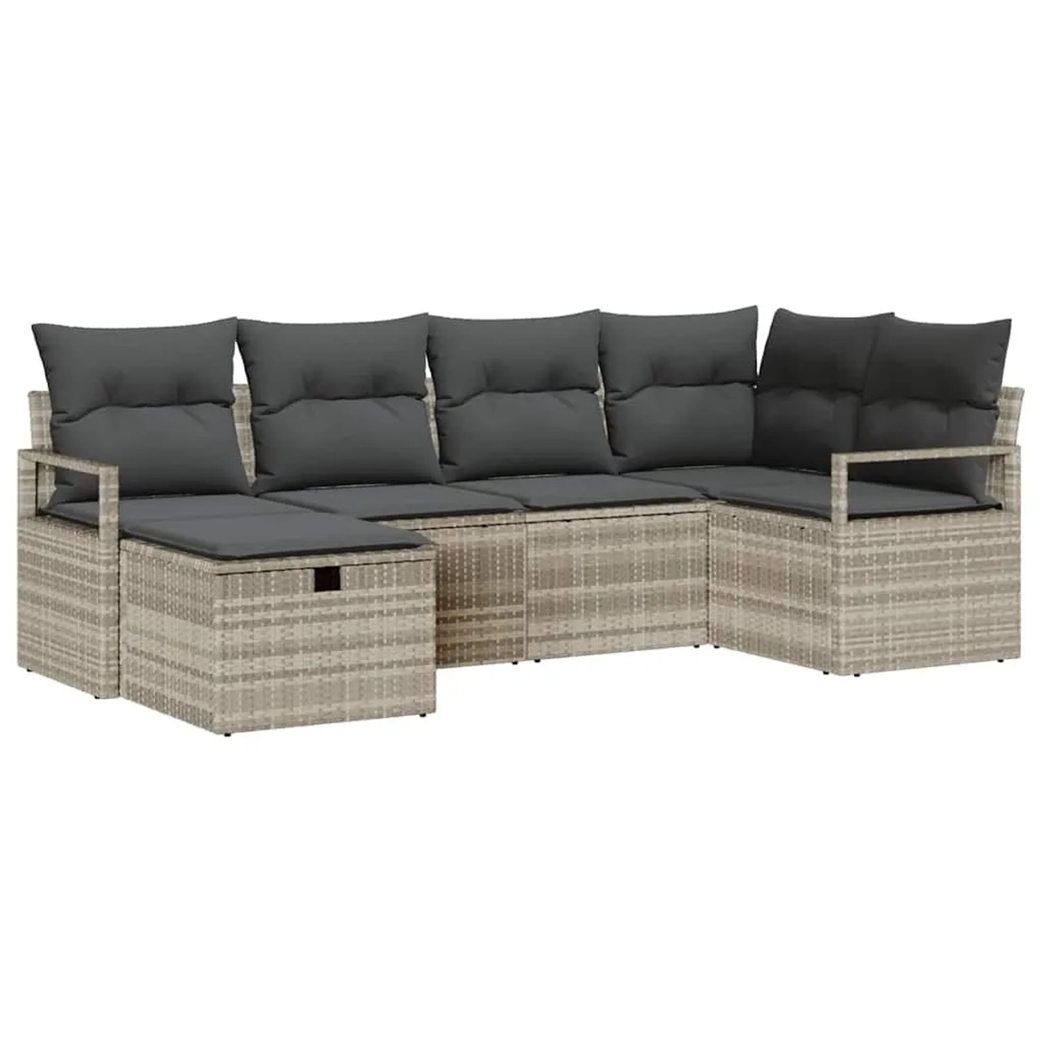 vidaXL Sofa Set mit Kissen mit Speicher 6-Tlg Hellgrau Poly-Rattan 3359181 günstig online kaufen