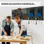 CCLIFE Werkzeugwand 5-teilig, schwarz, mit 66 Zubehörteilen in Werkstatt. Handwerker arbeiten, Werkzeuge ordentlich an Lochwand.