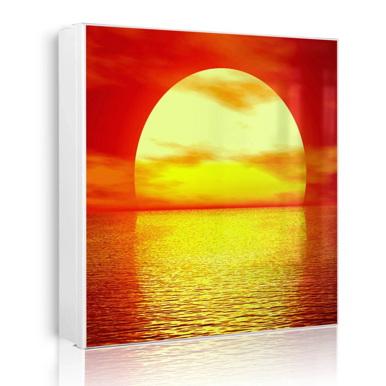 Banjado Großer Schlüsselkasten Metall 30x30cm Weiß Scharnier Rechts 50 Haken Beschreibbar Magnetisch Motiv Sonnenuntergang