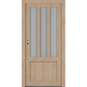 Roro Nebeneingangstür aus Fichte mit drei Glasstreifen, DIN links, 98x198 cm.