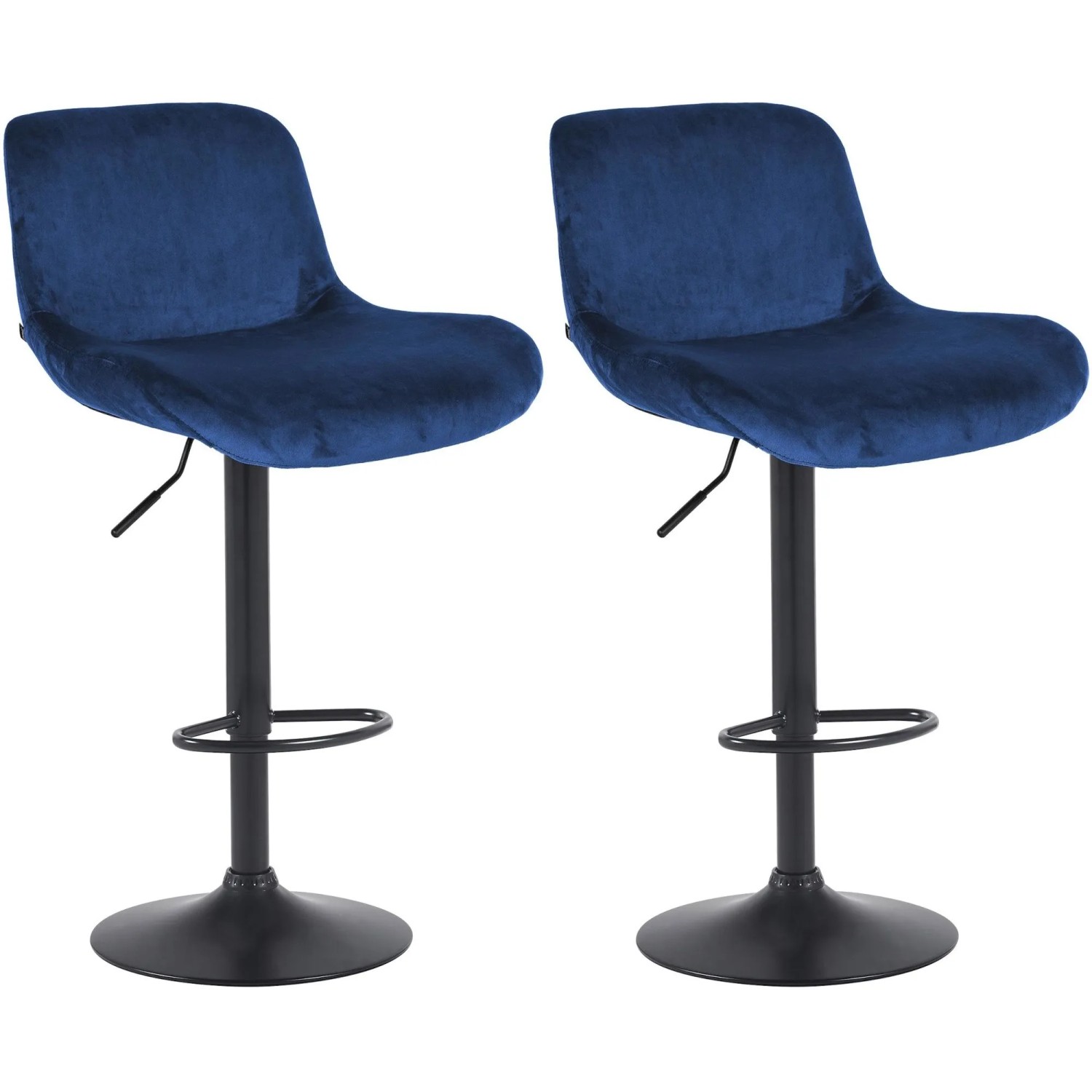 DELUKE 2er Set Barhocker PONOR Samt Blau 50x50x85cm Schwarz Barstuhl Höhenverstellbar Mit Lehne Drehbar Tresenhocker Tresenstuhl