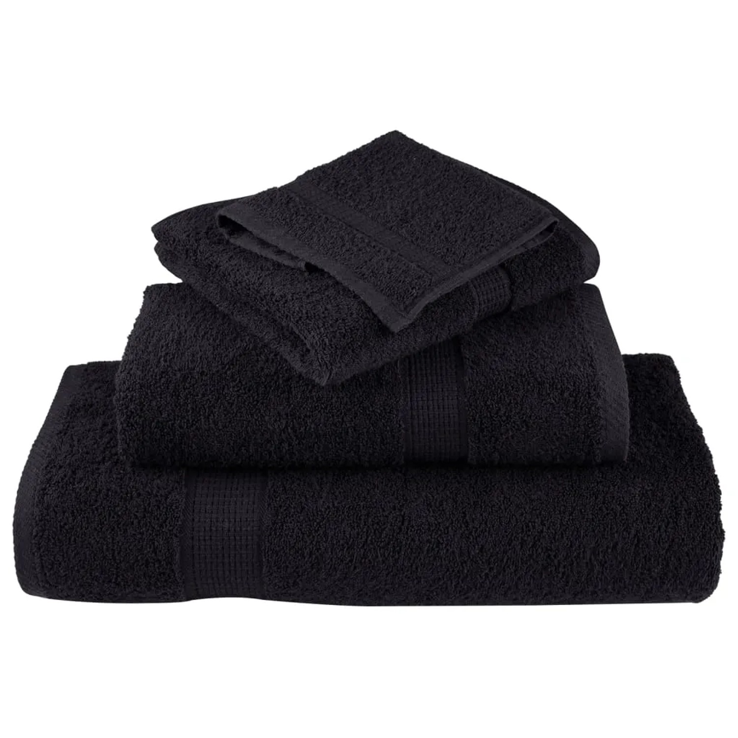 Schwarzes 8-teiliges Handtuch-Set von vidaXL aus 100% Baumwolle (Gästetücher, Handtücher, Duschtücher).