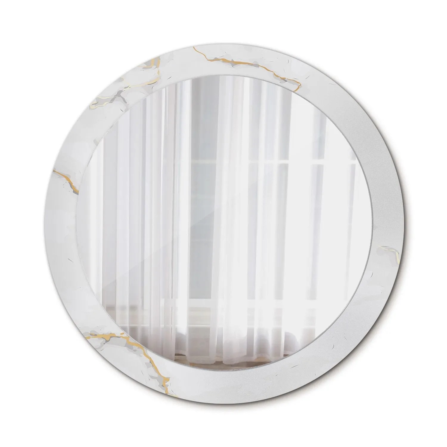 Tulup Spiegel mit Motivdruck Weißer Marmor Runder Spiegel 80x80 cm Aufdruck günstig online kaufen