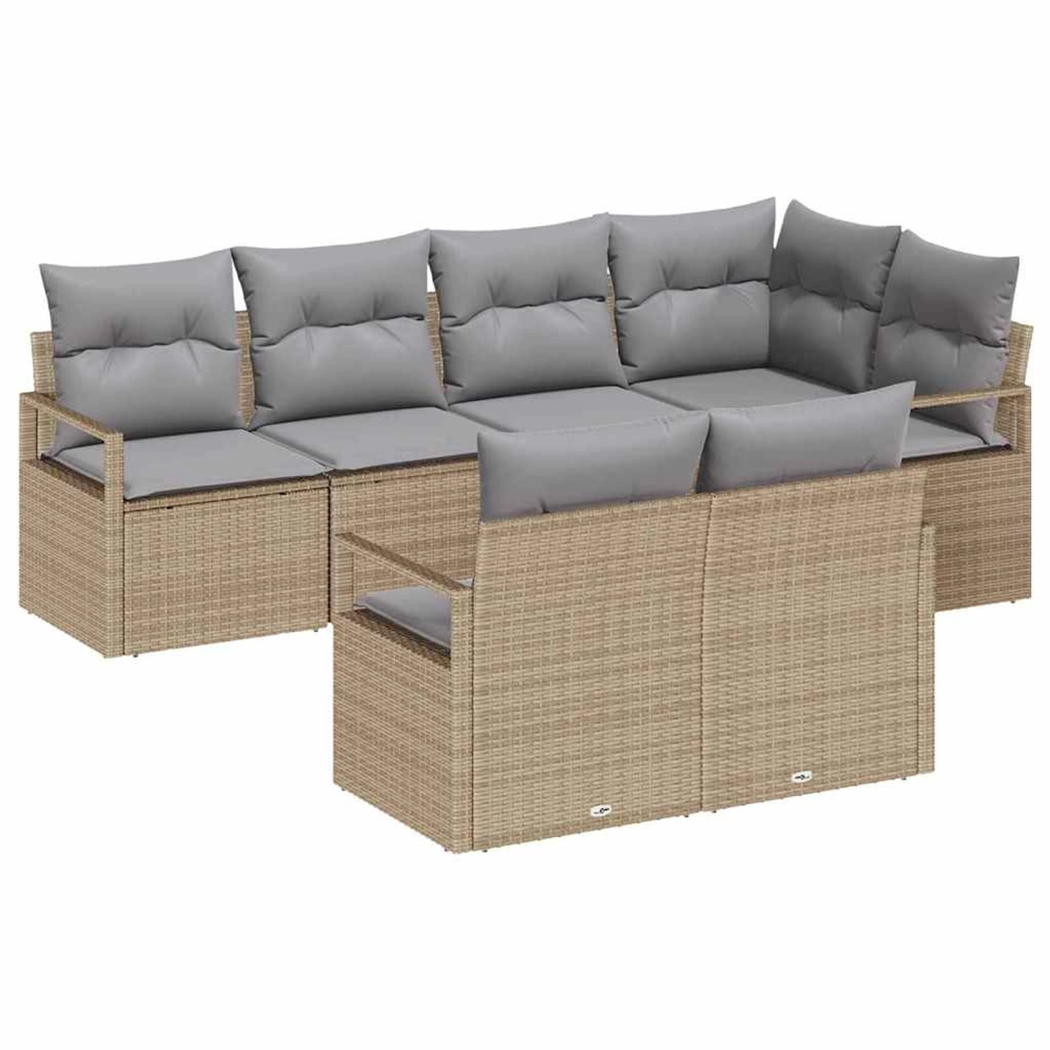 vidaXL Garten-Sofa-Set 7-Tlg Beige Poly Rattan 3346420 günstig online kaufen