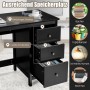 Schwarzer Costway Schreibtisch mit 3 Schubladen, ideal für Büro oder Arbeitszimmer.