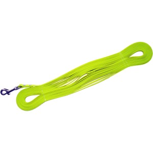 Neongelbe Heim Hunde-Suchleine aus BioThane, 10 m lang und 13 mm breit.