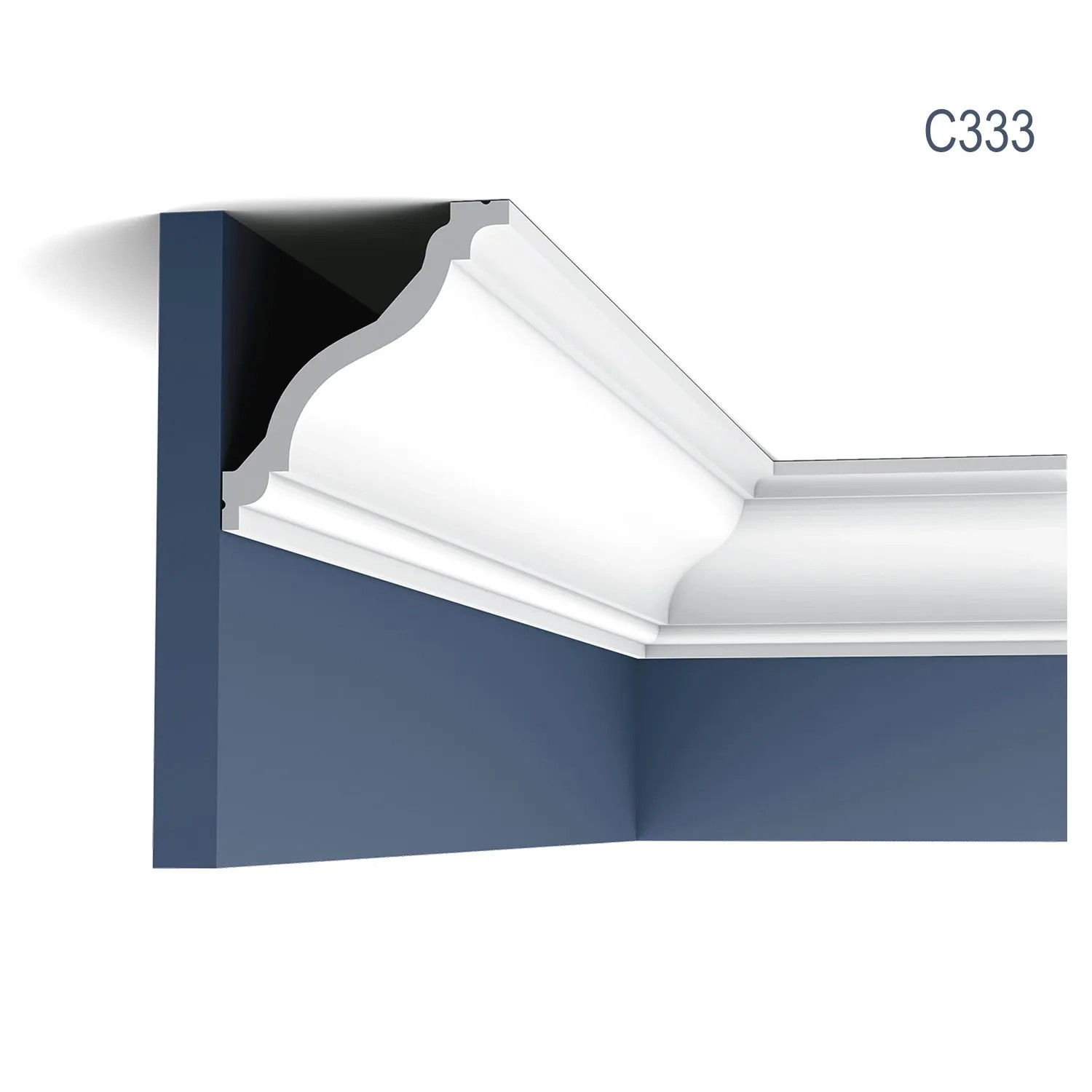 ORAC DECOR C333 LUXXUS Zierleiste, weiße Stuckleiste für Decke und Wand, Detailansicht.