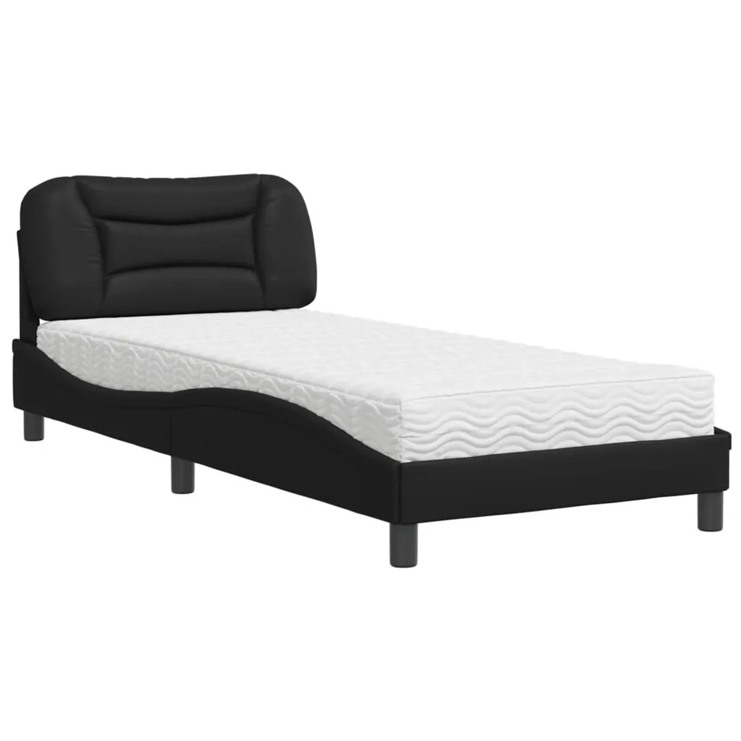 vidaXL Bett mit Matratze Schwarz 90x200 cm Kunstleder2007969