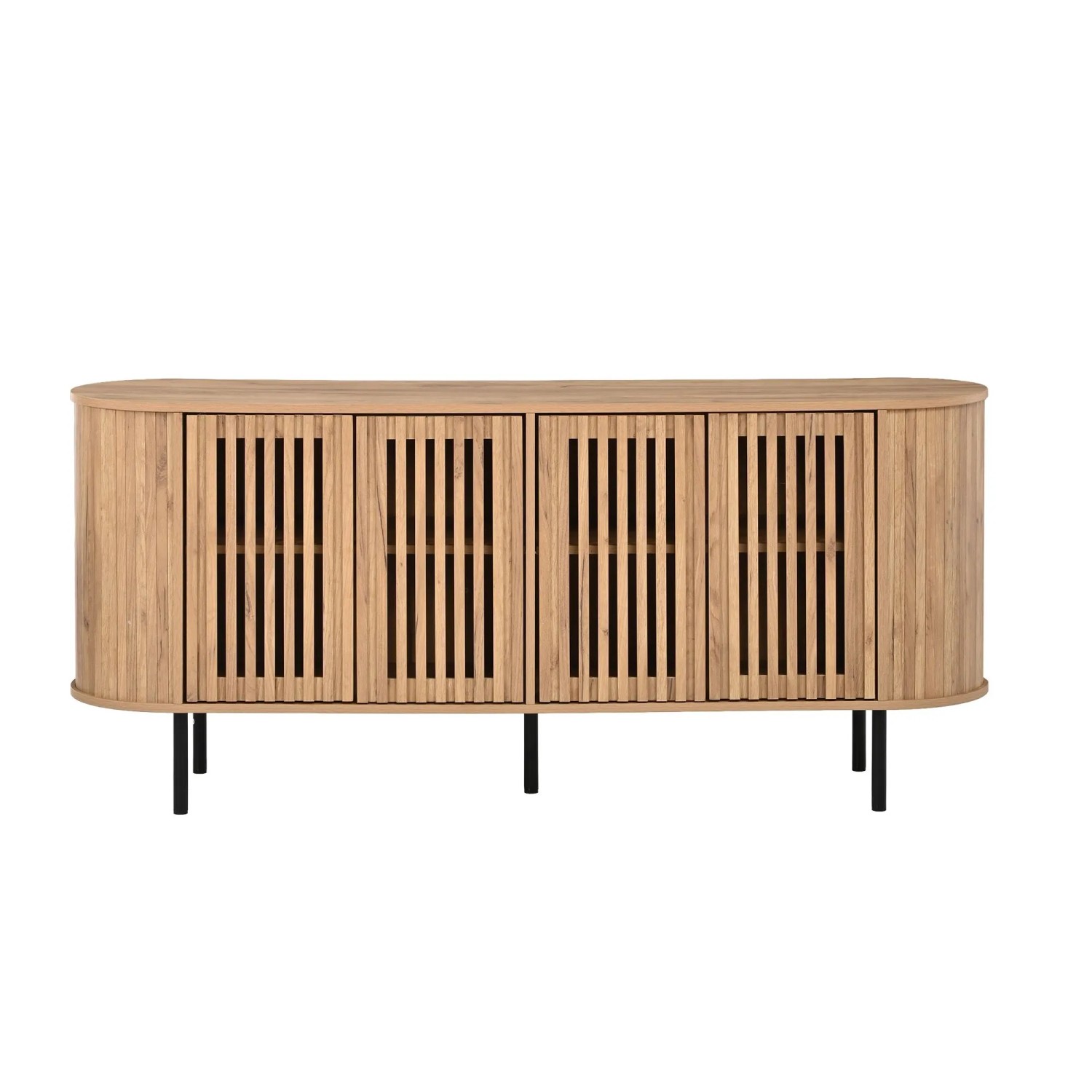 Merax Sideboard 160x40x70 cm Schiebetüren Verstellbare Böden Holzoptik