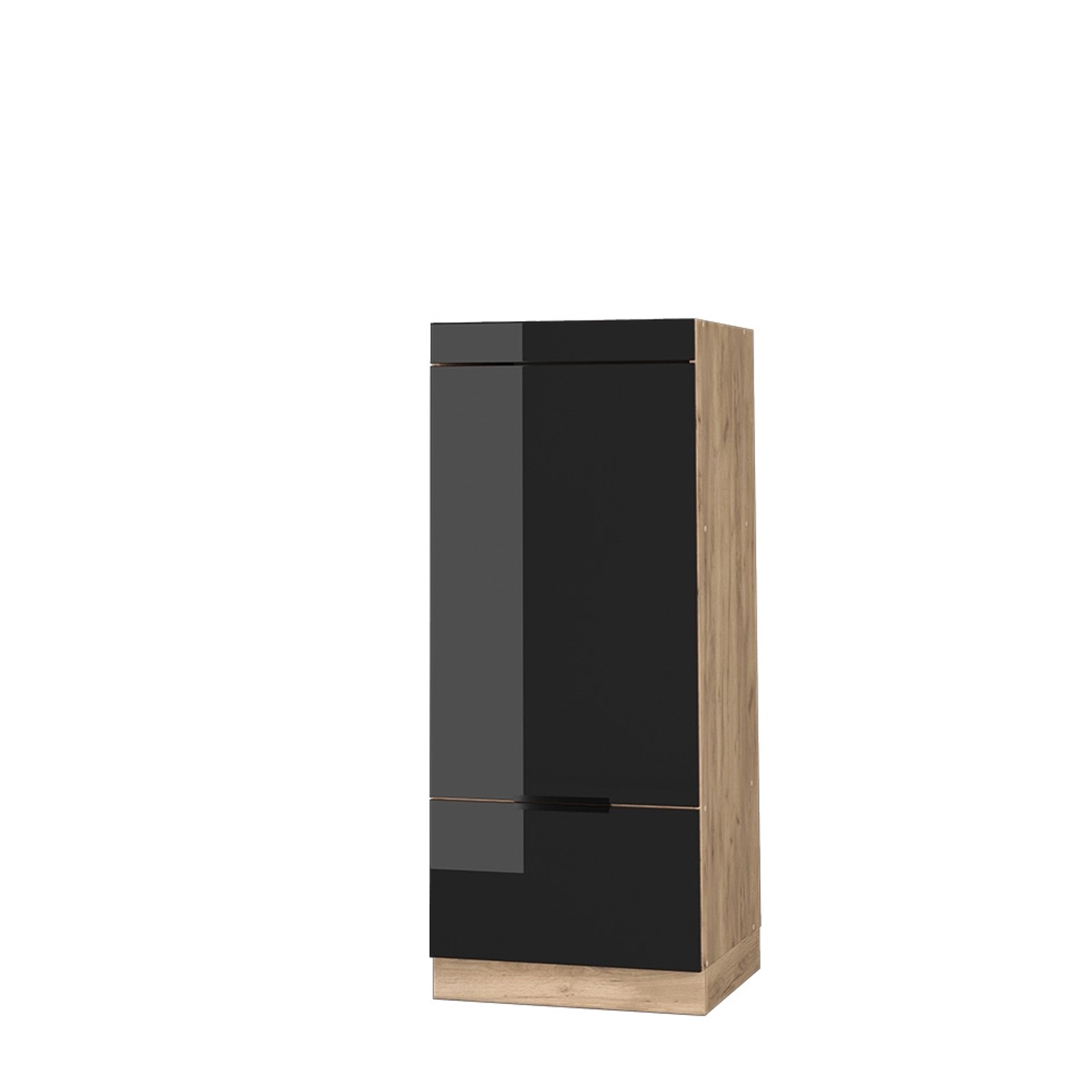 Vicco Mikrowellenschrank Fame-Line Schwarz-Eiche Hochglanz/Goldkraft Eiche 60 cm
