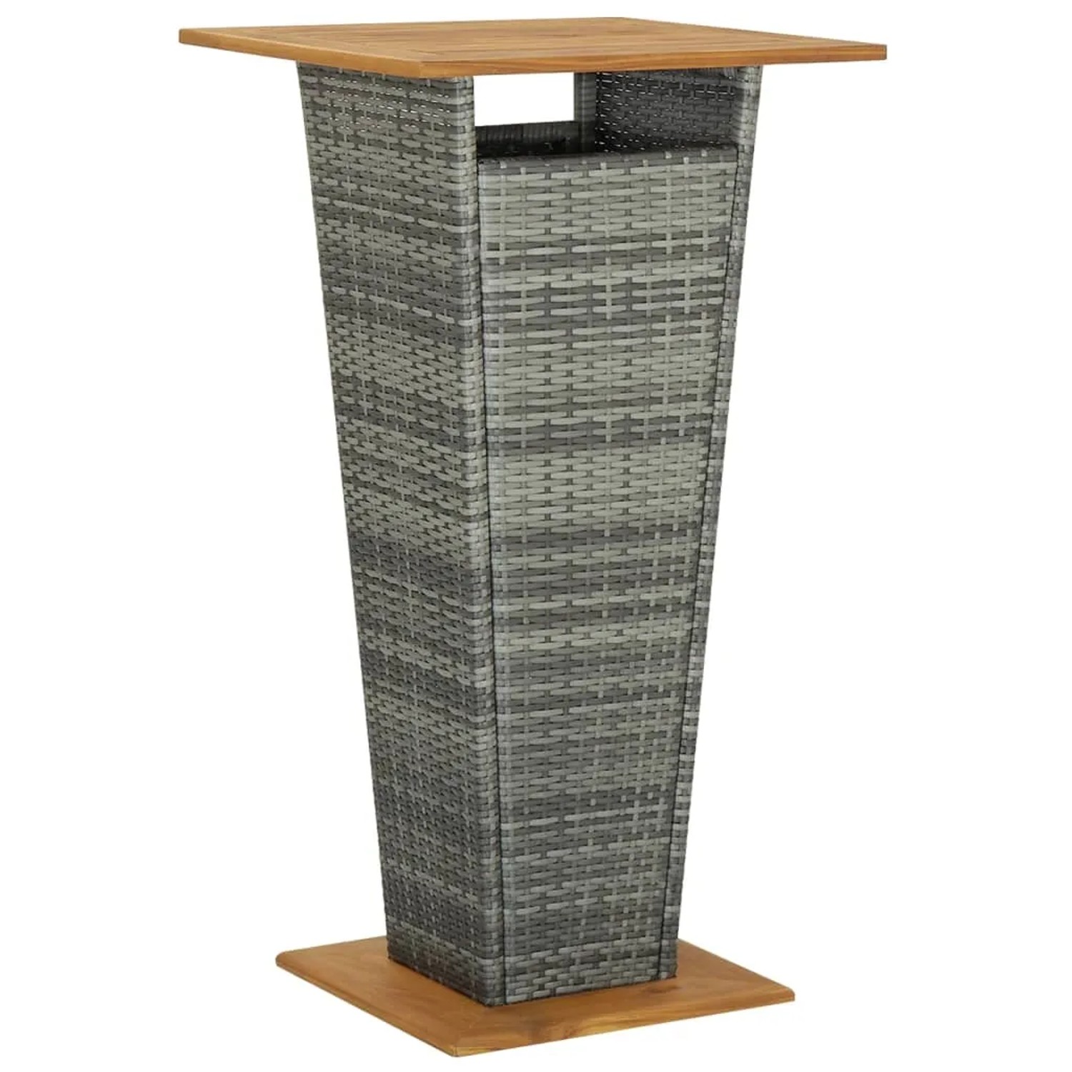 vidaXL Bartisch Grau 60x60x110 cm Poly Rattan und Massivholz Akazie 313464