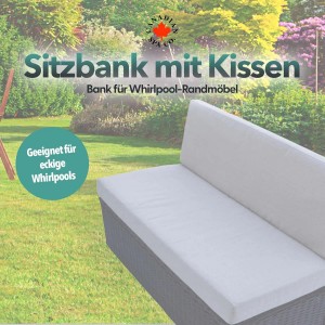 Braune Canadian Spa Sitzbank mit Kissen für Whirlpool, Rattan-Optik, 104x57x73 cm.
