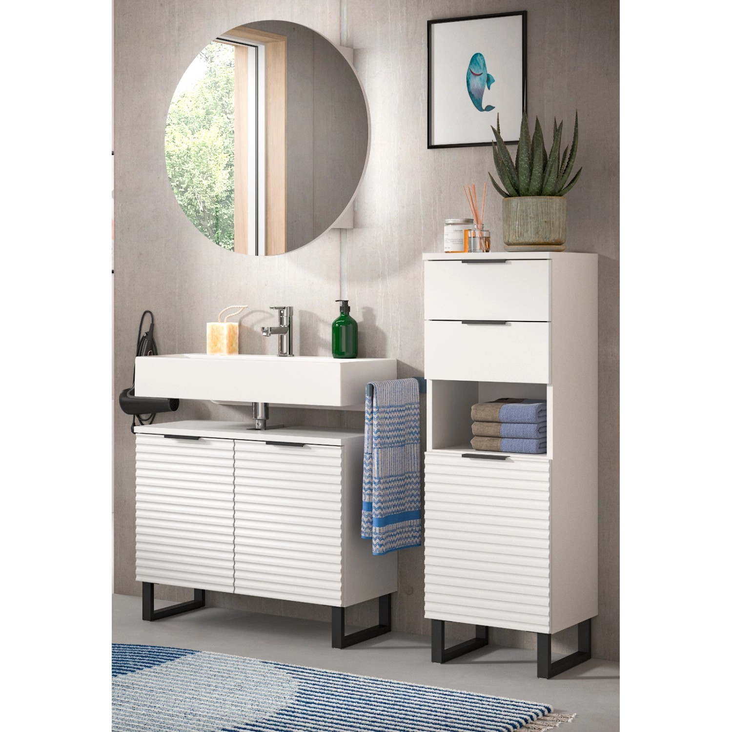 Inn.Furn Badmöbel-Set 3-teilig Weiß 120 cm mit Soft-Close Roove günstig online kaufen