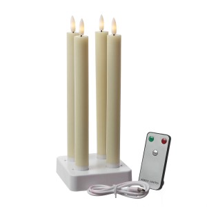 4er Set Marelida LED Stabkerzen in Creme mit Ladestation und Fernbedienung.