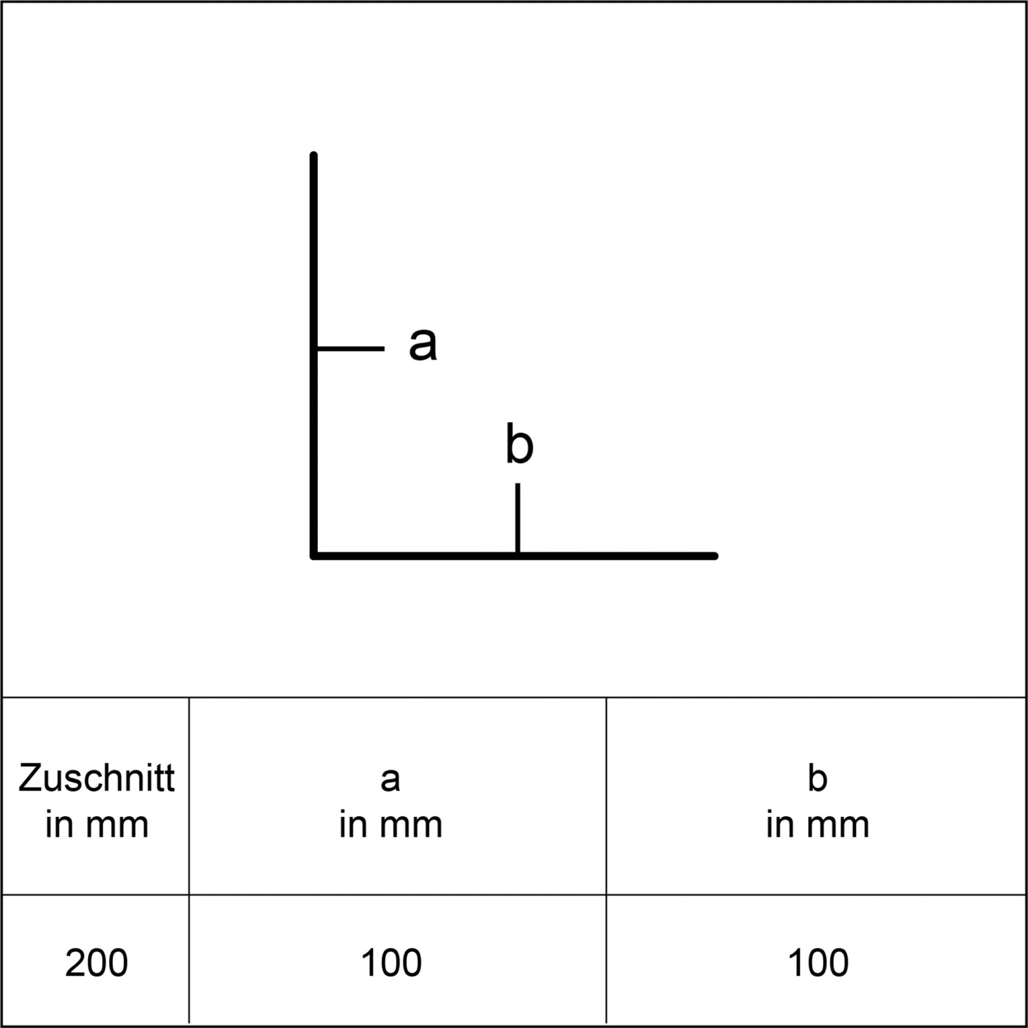 Skizze Sarei L-Profil Protection 17, Alu-Anthrazit, Maße 100x100x125 cm.