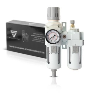 STAHLWERK Wartungseinheit WE-10 ST für Kompressoren, mit Öler, Wasserabscheider und Manometer.
