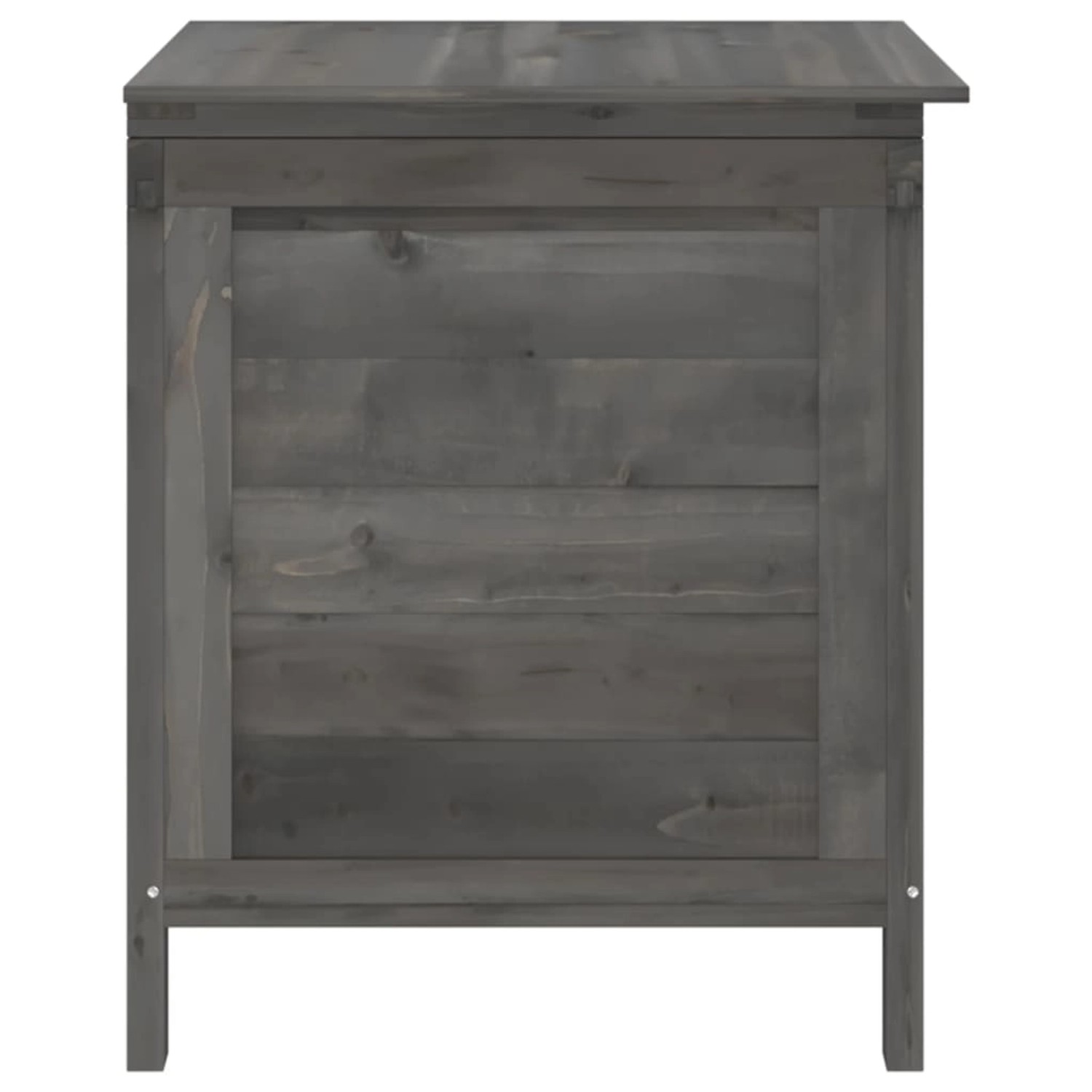 Anthrazitfarbene Gartentruhe aus Tannenholz, 50x49x56,5 cm, ideal zur Aufbewahrung im Garten.