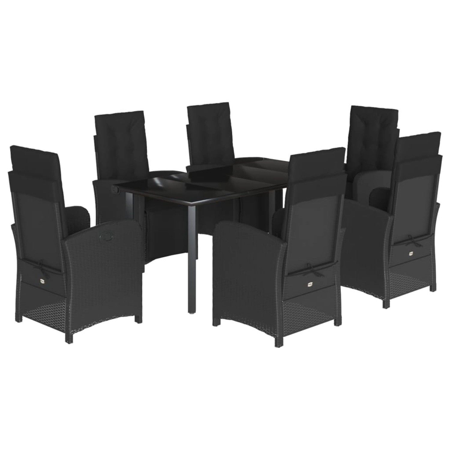 vidaXL 7-Tlg Garten-Essgruppe mit Kissen Schwarz Poly Rattan 3212539 günstig online kaufen