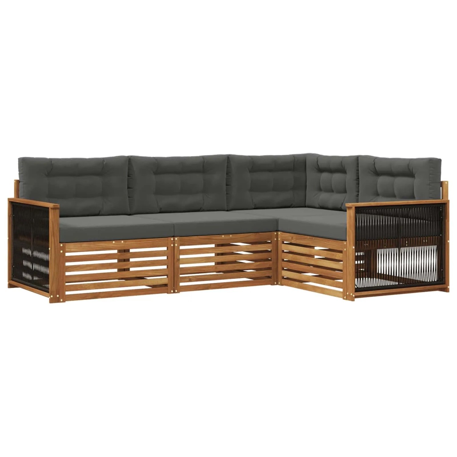 vidaXL Outdoor-Sofagarnitur mit Kissen 4 Stk Natur und Anthrazit 3383295
