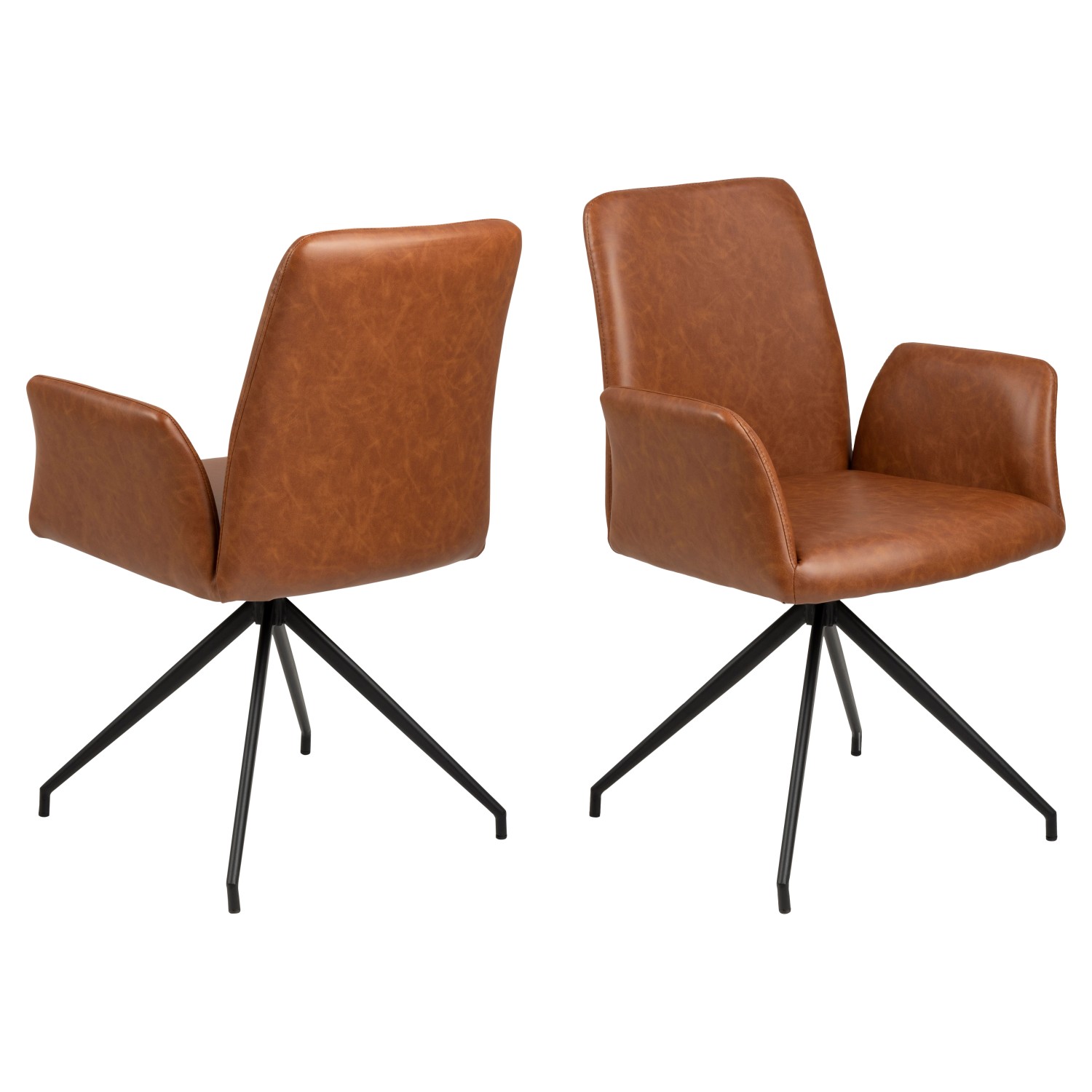 ebuy24 Nadine Esszimmerstuhl mit Drehfuß Cognac PU Kunstleder Metall Schwar günstig online kaufen