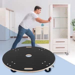 Runder ECD Germany Transportroller 87cm mit Siebdruckplatte und 800kg Traglast im Einsatz.