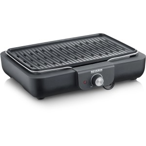 Severin Tischgrill mit Grillplatte aus Aluguss, Temperaturregler, für drinnen & draußen.
